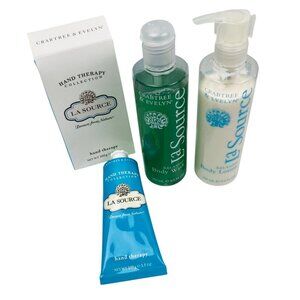 Crabtree & Evelyn La Source Hand Therapy Body Wash Lotion Collection Set w/ Case